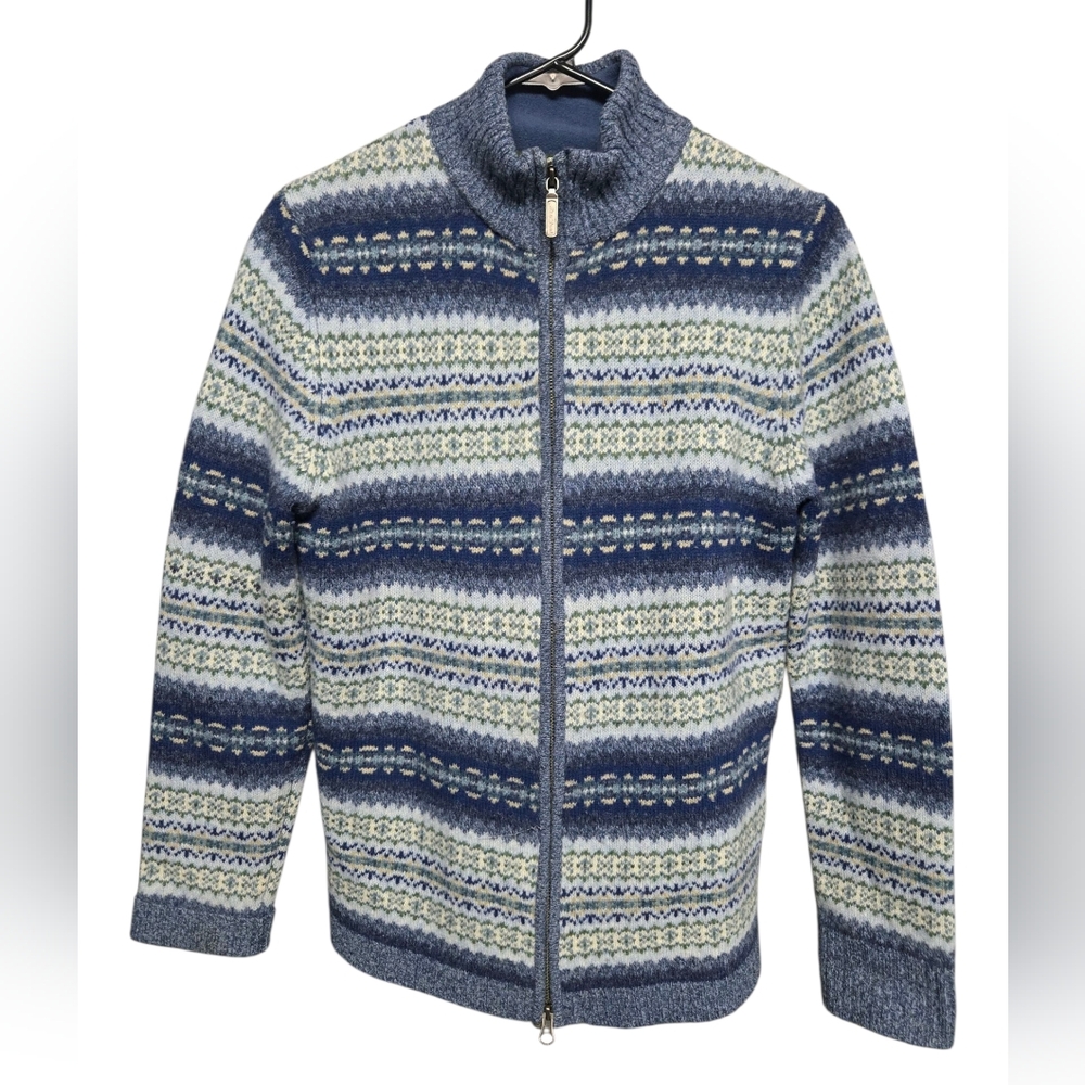 Eddie Bauer 100% Lambs Wool Zip-up Cardigan Sweater Sz Medium 19" PTP 24L